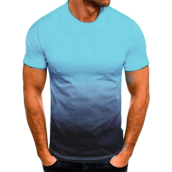 kpoplk Men's Loose Casual Comfortable Crew Neck Top Fashion Short Sleeved T Shirt Summer(Blue,XXL)