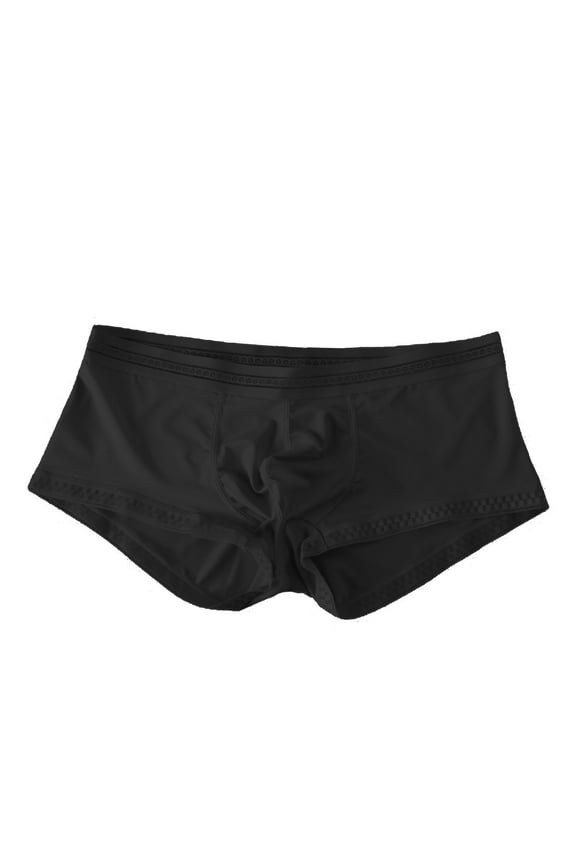 Men's Mesh No Fly Boxer Brief, Compression Underwear Black,M