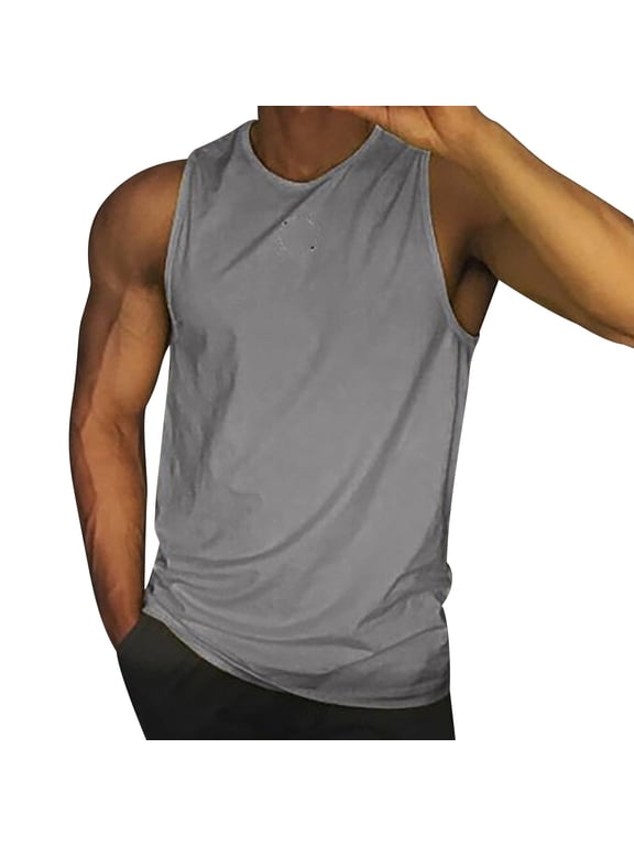 TOWED22 Men Gym Tank Tops Bodybuilding Stringer Training Muscle Tee Sleeveless Vest(Grey,4XL)