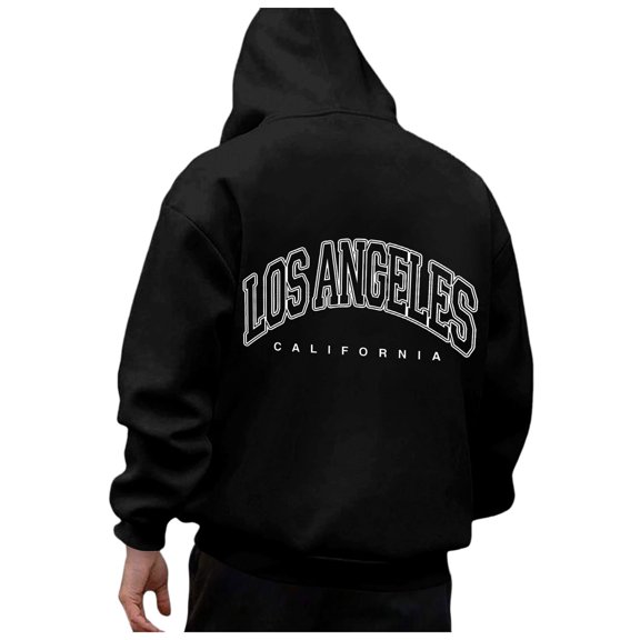 kpoplk Men's Novelty Color Block Pullover Hoodie Long Sleeve Casual Sweatshirt with Pocket(Black,M)