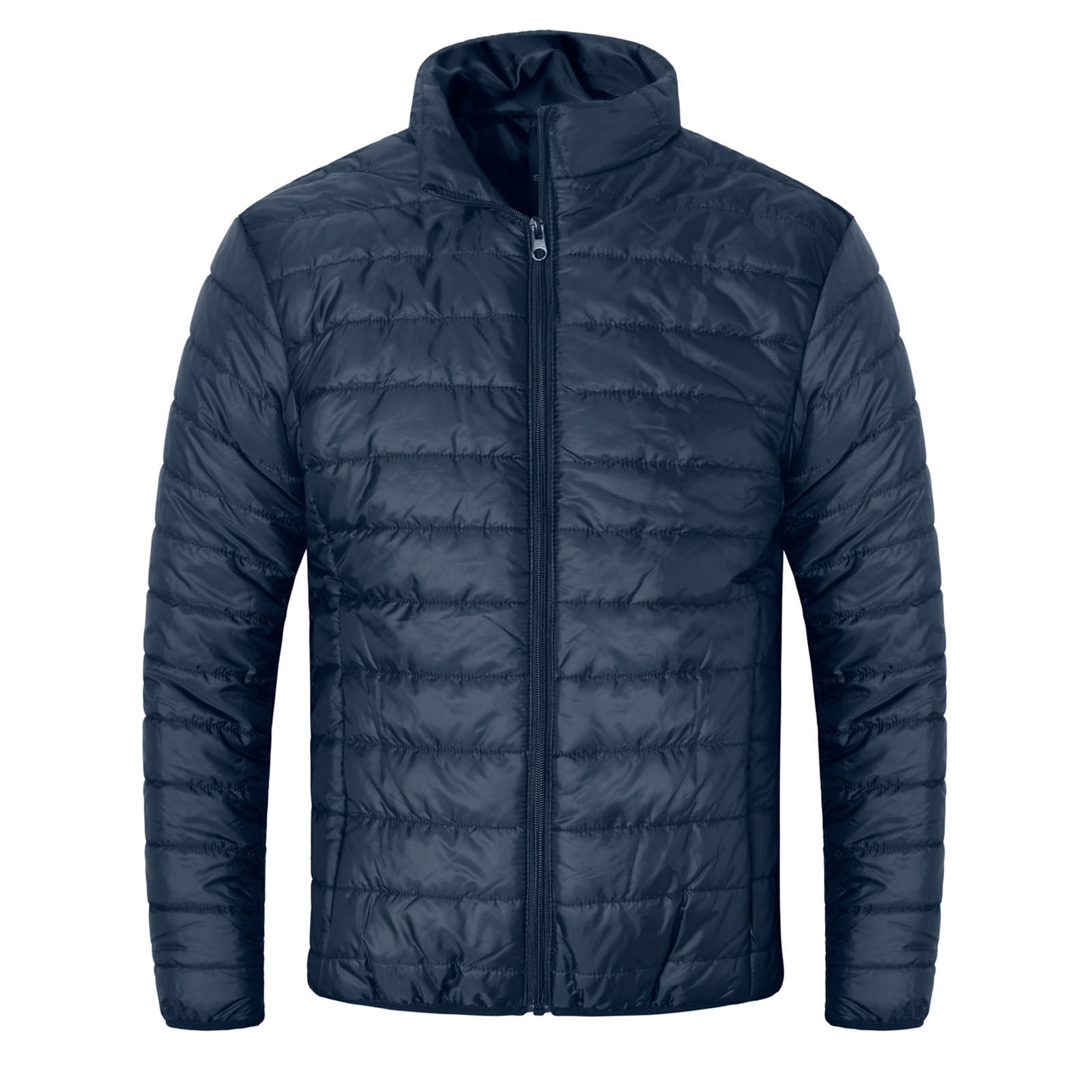 kpoplk Men's Packable Puffer Jacket Lightweight Hooded Windproof Winter Coat Dark Blue,L