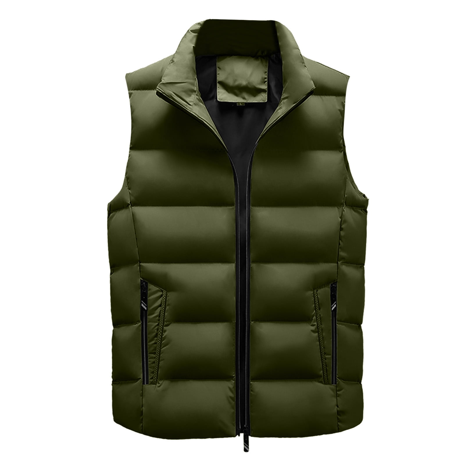 kpoplk Men's Padded Puffer Vest Winter Casual Work Sports Travel Outdoor  Puffer Pockets Army Green,4XL 