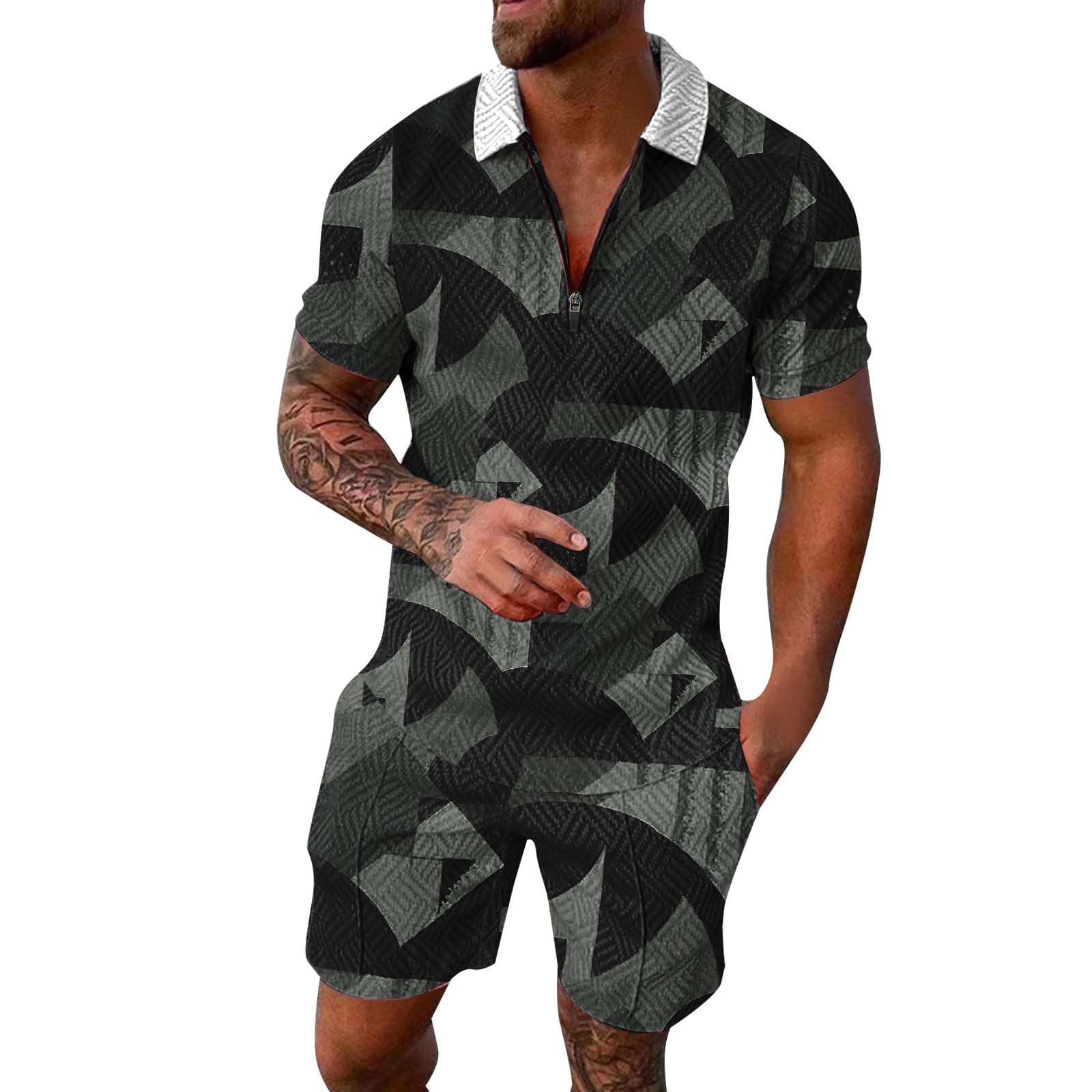 Men's Tracksuits 2 Piece New York Letter Print Gradient Jogging Outfits Short Sleeve T Shirt And Shorts Athletic Sets