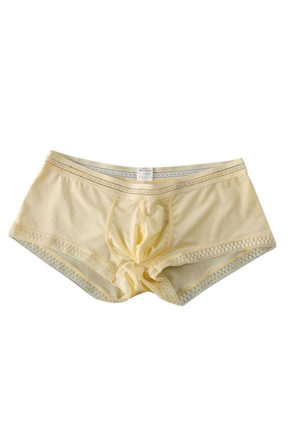 Men's Pouch Underpants Trunks Short Boxer Briefs Short Khaki,M