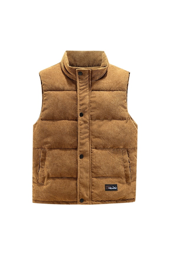 Men's Puffer Vest Casual Outdoor Stand Collar Quilted Padded Vest Jacket Coat Yellow,5XL