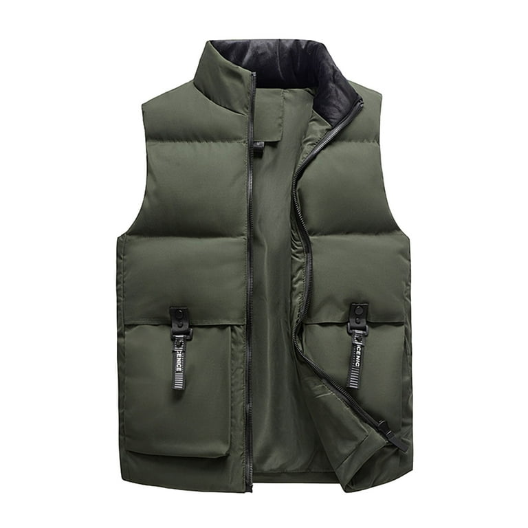 kpoplk Men's Puffer Vest Casual Stand Collar Quilted Waistcoat Outdoor Padded Ski Vest Army Green,4XL kpoplk Men's Puffer Vest Casual Stand Collar Quilted Waistcoat Outdoor Padded Ski Vest Army Green,4XL