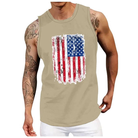 kpoplk Men's Quick Dry Workout Tank Top Gym Muscle Tee Fitness Bodybuilding Sleeveless T Shirt(Beige,L)