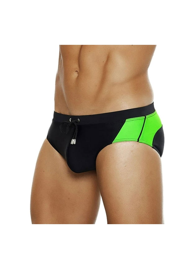 Men's Sexy Color Matching Beach Swimwear Sport Shorts Swim Briefs Black,M