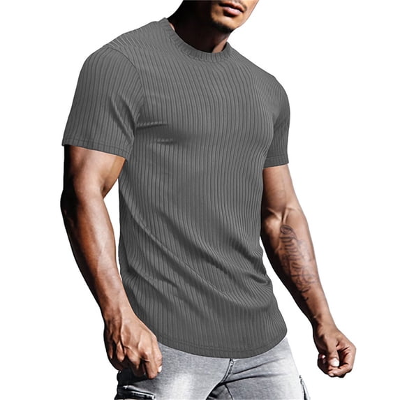 kpoplk Men's Short Sleeve T Shirt Athletic Running Workout Fishing Top Tee(Grey,XL)