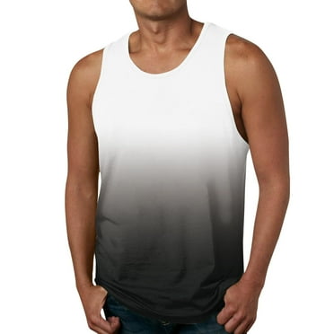 kpoplk Men's Sleeveless Muscle Stringer Tank Top Cut Open Gym Training Bodybuilding Vest Shirts White,M