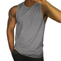 kpoplk Men's Sleeveless Tee Shirts Muscle Gym Tank Top Work Out Comfort Grey,XXL