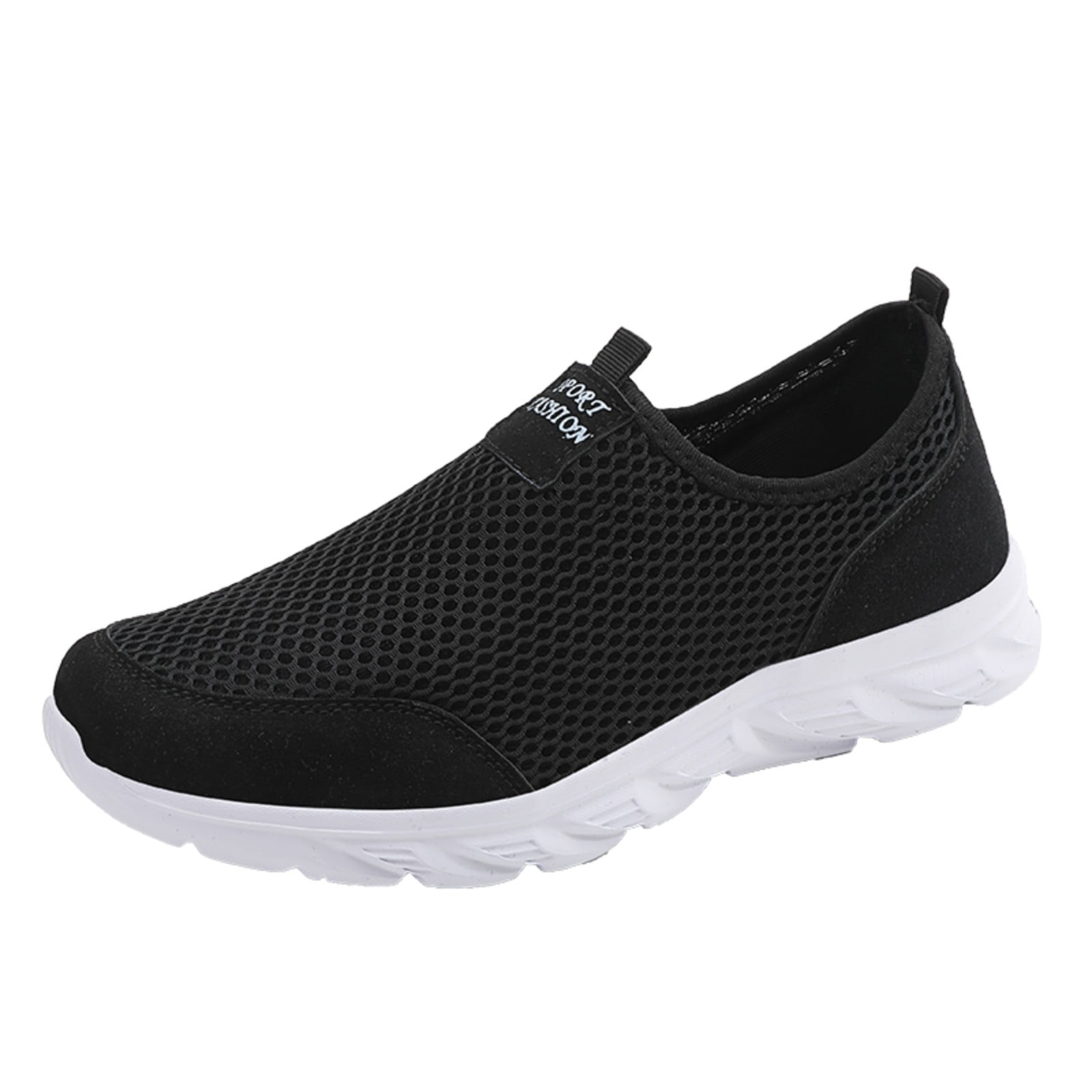kpoplk Men s Slip on Sneakers Mens Running Shoes Slip On Walking Shoes Non Slip Work Shoes Comfy Breathable Lightweight Fashion Tennis Gym Sneakers Black 10 Walmart