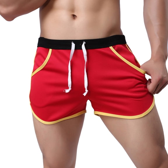 kpoplk Men's Square Leg Swimsuit Swim Briefs Training Bathing Swimming Shorts Red,M