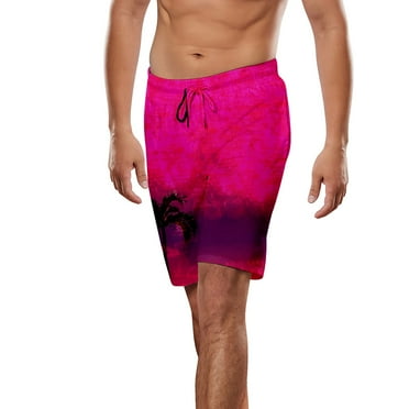 kpoplk Men's Swimming Trunks Without Mesh Lining Board Shorts with Pockets(Hot Pink,4X-Large)