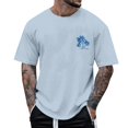 thumbnail image 1 of kpoplk Men's T Shirt Color Block Short Sleeve Round Neck Tee Tops(Sky Blue,M), 1 of 3