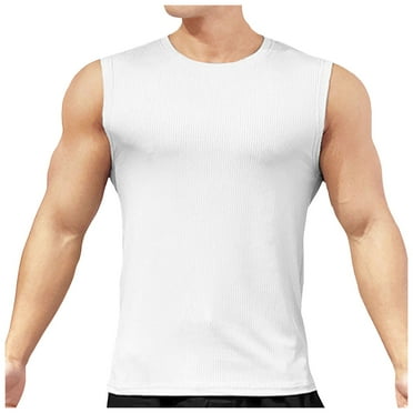 kpoplk Men's Tank Tops Swim Beach Sleeveless Shirt Gym Workout Stringer Muscle Tshirts Big and Tall,3XL White