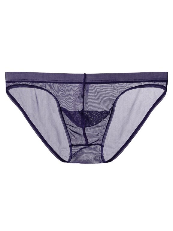 Men's Thong Underwear Mens Bikini Brief Underpants Pouch Low Waist Underwear(Purple,XXL)