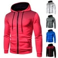 thumbnail image 1 of kpoplk Men's Track Jackets Lightweight Full-Zip Fashion Hoodie Work Casual Active Sweatshirt Jacket Midweight Coat Red,XXL, 1 of 5