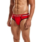 kpoplk Men's Underwear Men's Padded Enhancing Underwear Rounderbum Brief(Red,L)