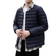 thumbnail image 1 of kpoplk Men's Winter Coats Men Round Neck Packable Light Weight Short Puffer Jacket (Navy, 3XL), 1 of 7