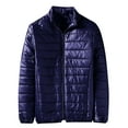 thumbnail image 1 of kpoplk Men's Winter Thermal Hooded Parka Jacket Lightweight Zip Up Quilted Padded Puffer Coat Outwear Blue,3XL, 1 of 3