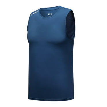 kpoplk Men's Workout Tank Tops Cotton Gym Cut Off Sleeveless T Shirt Bodybuilding Fitness Muscle Tank Tops Blue,4XL