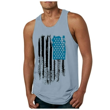 kpoplk Men's Workout Tank Tops Sleeveless Gym Shirts Bodybuilding Fitness Muscle Tee Shirts(Light Blue,M)