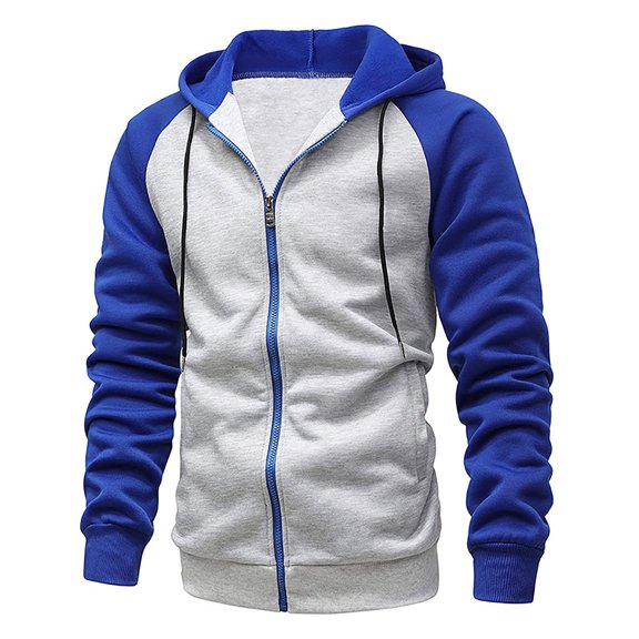kpoplk Men's Zip up Hoodie Mens Hooded Sweatshirts with Zipper Light Gray,XXL