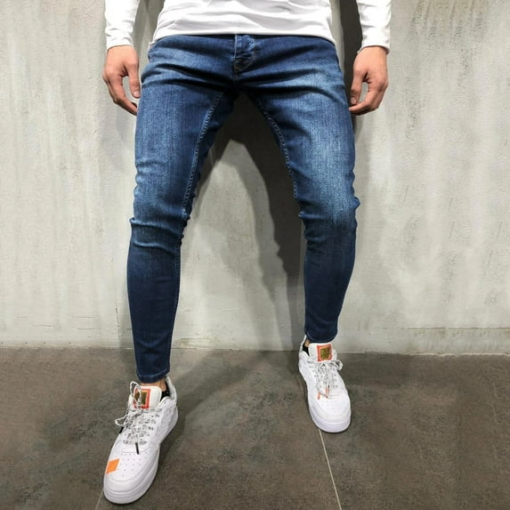 kpoplk Mens Baggy Jeans,Men's Loose Gradient Jeans Comfy Straight Leg Relaxed Fit Denim Pants Hop Vintage Washed Jean Trousers(Navy,M)