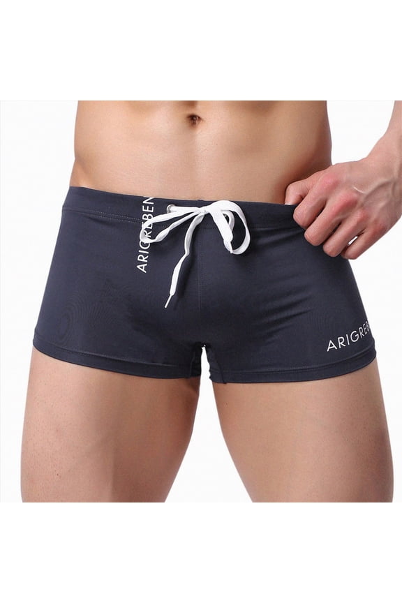 Mens Basic Classic Swim Briefs Padded Bikini Swimwear Square Swimsuit Bikini Bottoms Low Rise S-XXL Size L,Navy