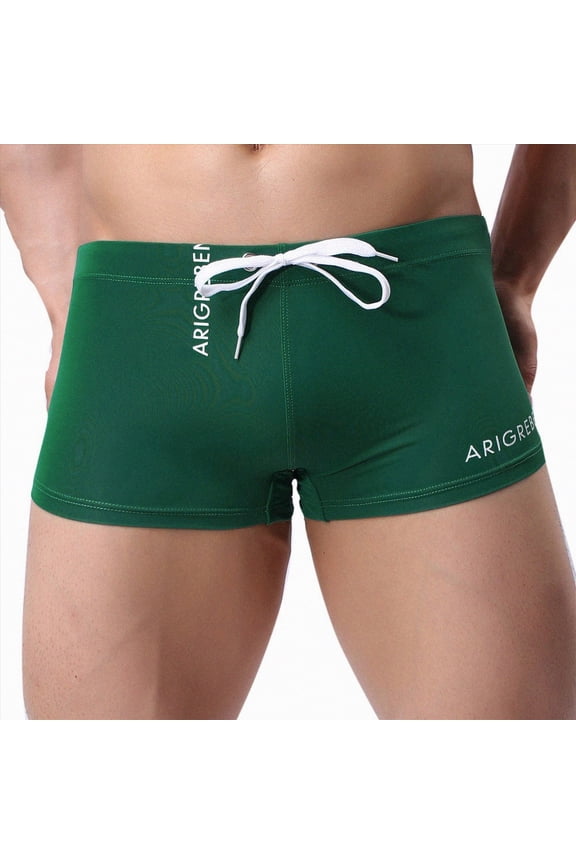 Mens Basic Classic Swim Briefs Padded Bikini Swimwear Square Swimsuit Bikini Bottoms Low Rise S-XXL Size M,Green