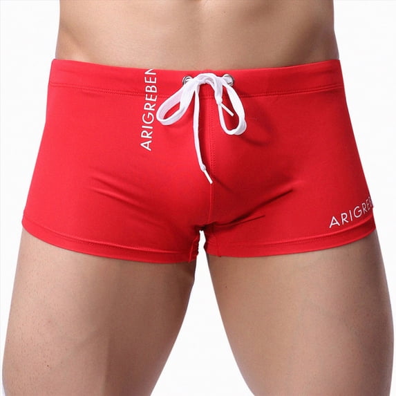 kpoplk Mens Basic Classic Swim Briefs Padded Bikini Swimwear Square Swimsuit Bikini Bottoms Low Rise S-XXL Size M,Red