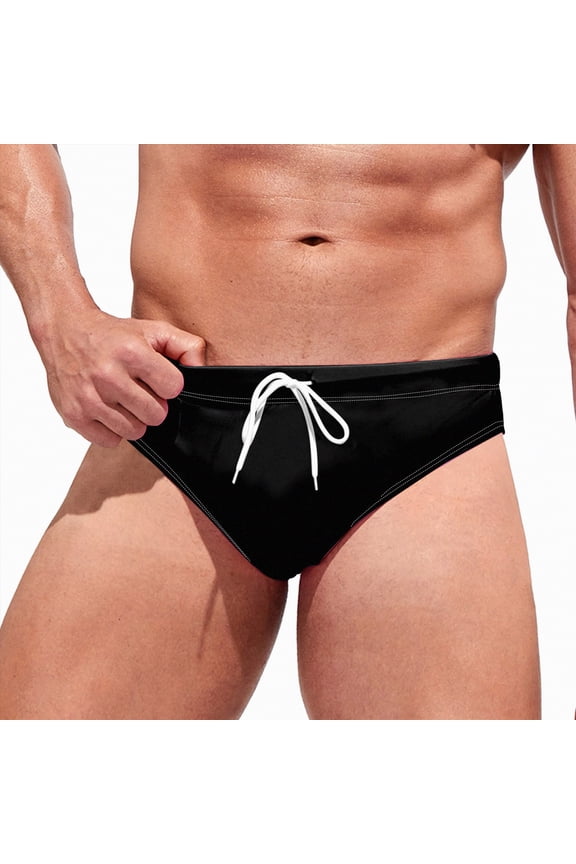 Mens Bikini Swimwear Men Bikini Briefs Pouch Underwear for Men Bikini Briefs Mens Spandex Bikini Swim Briefs Size L,Black