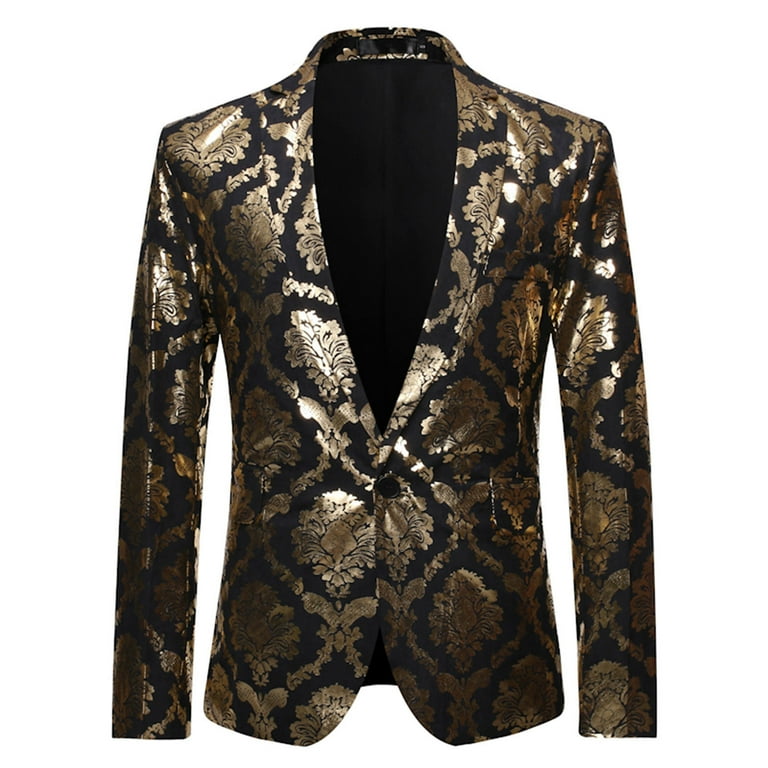 Mens black and on sale gold blazer jacket