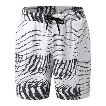 kpoplk Mens Board Shorts,Men's Hawaiian Printed Swimming Trunks Quick Dry Beach Swim Board Shorts(White,4XL)