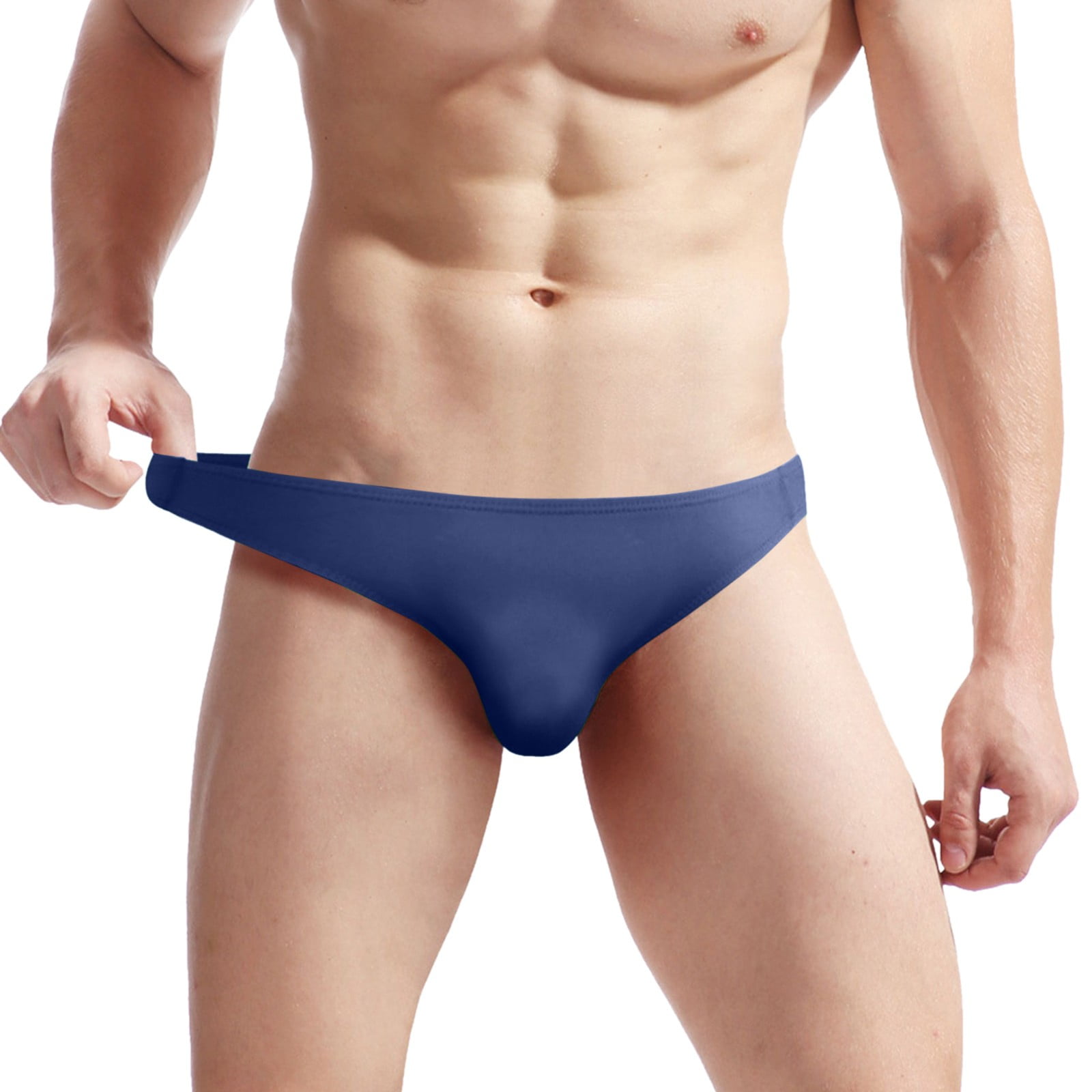 kpoplk Mens Brazilian Bikini V-Shaped Pouch Enhancing Low Waist Thong  Underwear Navy,One Size