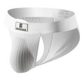 thumbnail image 1 of kpoplk Mens Brazilian Bikini V-Shaped Pouch Enhancing Low Waist Thong Underwear White,M, 1 of 3