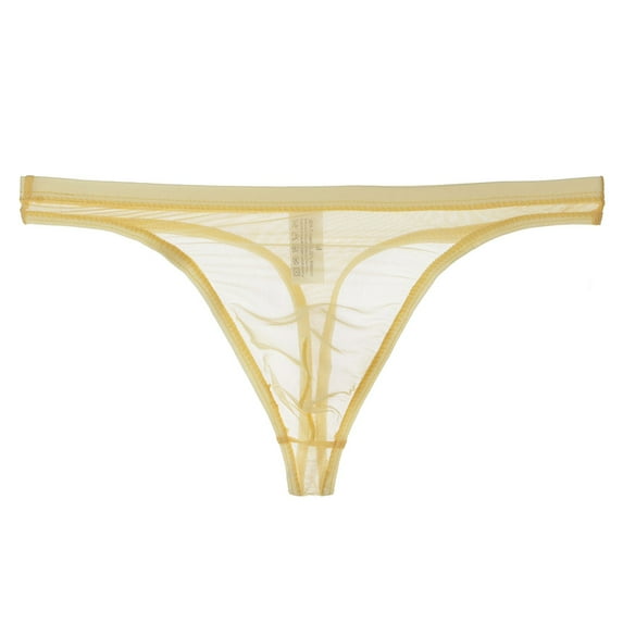 kpoplk Mens Briefs Mens Boxers Underwear Mens Underwear Boxer Briefs Mens Pants Ice Silk Breathable Underwear Soft Panties T-back Underpants(Beige,M)