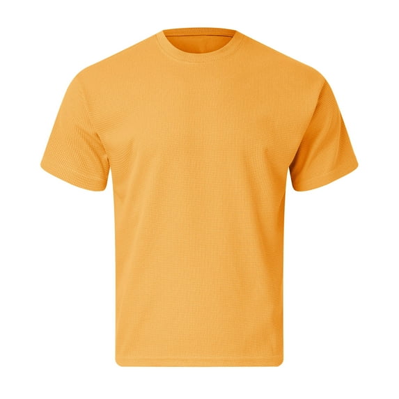 kpoplk Mens Crew Neck Short Sleeve Tee Solid Plain Cotton T Shirt Big and Tall(Orange,M)