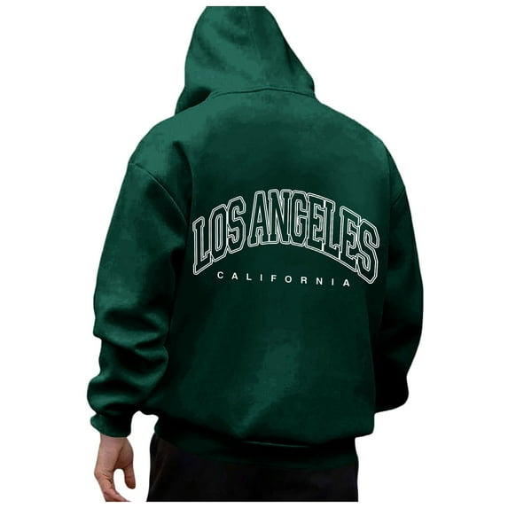 kpoplk Mens Hoodies Patchwork Pullover Fleece Color Block Long Sleeve Sweatshirts Casual Drawstring Tops with Pocket(Dark Green,S)