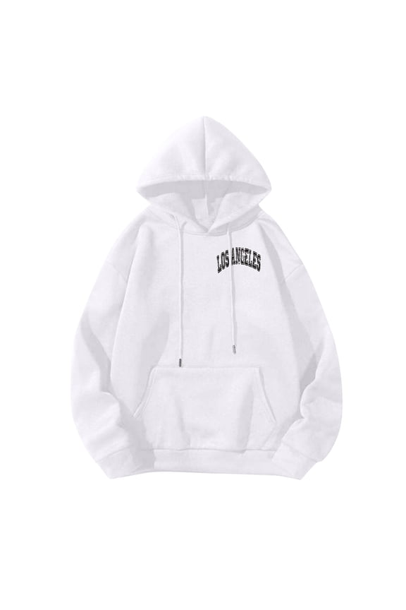 Mens Hoodies Pullover Graphic, Mens Hoodies Blouse Shirt Autumn and Winter Leisure Hooded Sweater Solid Color Sweater Soft Top Blouse(White,M)