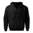 thumbnail image 1 of kpoplk Mens Hoodies Zip up Jacket Mens Full Zip Hoodies Fashion Sport Sweatshirts Solid Color Pullover Hooded Coats with Pockets(Black,XX), 1 of 4