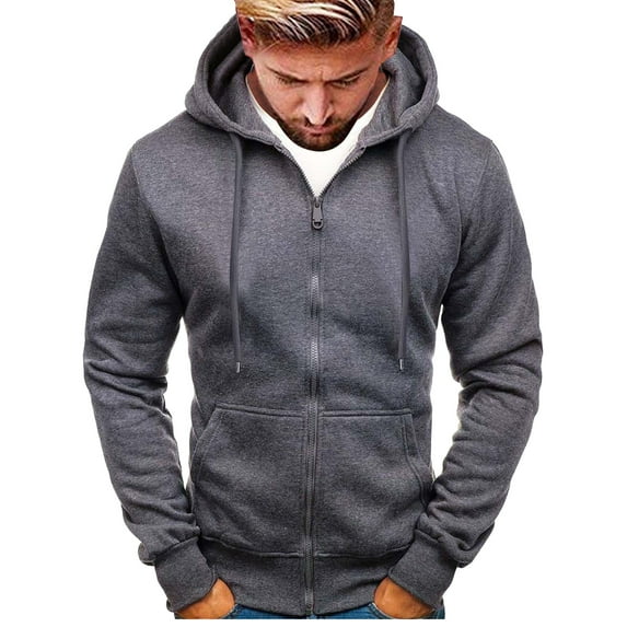 kpoplk Mens Jackets Contrast Hoodies Lightweight Sweatshirt Color Block Jacket Coats Dark Gray,M
