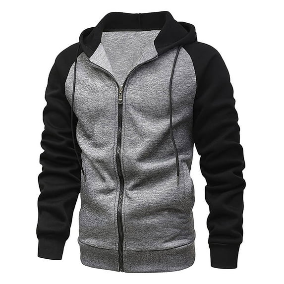 kpoplk Mens Lightweight Zip up Hoodie with Pockets Long Sleeve Full-Zip Hooded Sweatshirt Dark Gray,XXL