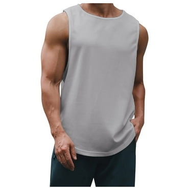 kpoplk Mens Sleeveless Tank Tops Workout Gym Shirts Vintage Style T-Shirt,XXL Grey