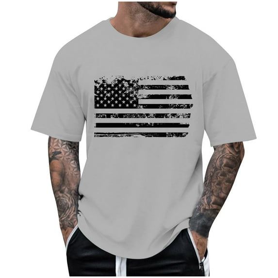 kpoplk Mens Slim Fitted Casual Short-Sleeve T-Shirts Contrast Color Stitching Tee(Grey,XL)