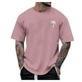 thumbnail image 1 of kpoplk Mens Slim Fitted Short-Sleeve Tee Shirts Cotton Contrast Color Stitching T-Shirt Fashion Top(Pink,XL), 1 of 2