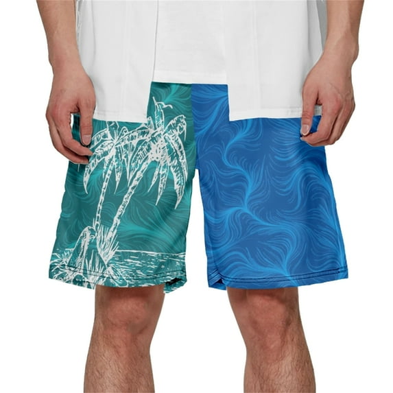 kpoplk Mens Swim Trunks, Men's Swimming Trunks with Tropical Printing Comfortable Mesh Lining Drawstring Board Shorts with Pockets(Blue,XL)