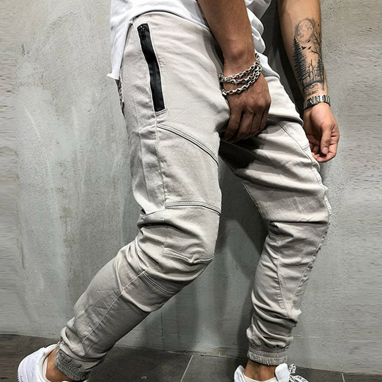 Cheap Sweatpants Stylish Drawstring Autumn Sports Trousers Printed Lace-up  Cargo Pants Men Overalls for Daily Wear