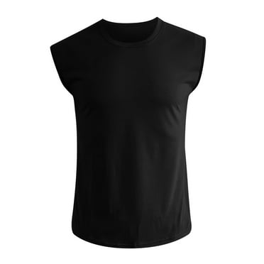 kpoplk Mens Tank Tops Solid Color Sleeveless Shirts for Beach Running Workout Black,S